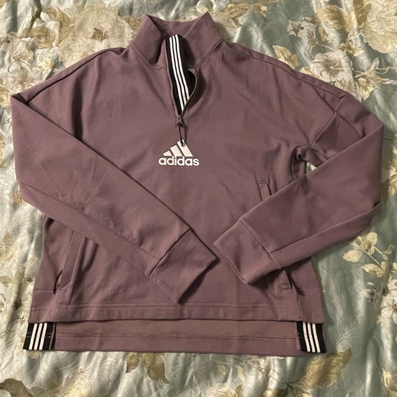 Cropped Purple Adidas Pullover - Picture 1 of 5